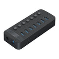ORICO CT2U3-7AB-WH HUB USB multipuerto de rayas de plástico 7 en 1 con interruptores individuales, CT2U3-7AB-BK US Plug, CT2U3-7AB-WH US Plug