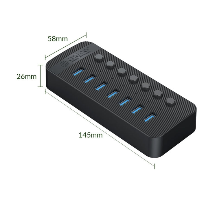 ORICO CT2U3-7AB-WH HUB USB multipuerto de rayas de plástico 7 en 1 con interruptores individuales,, CT2U3-7AB-BK UK Plug, CT2U3-7AB-WH UK Plug, CT2U3-7AB-BK EU Plug, CT2U3-7AB-WH EU Plug, CT2U3-7AB-BK AU Plug, CT2U3-7AB-WH AU Plug