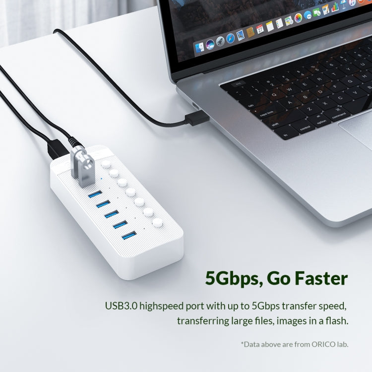 ORICO CT2U3-10AB-WH HUB USB multipuerto de rayas de plástico 10 en 1 con interruptores individuales,, CT2U3-10AB-BK AU Plug, CT2U3-10AB-WH AU Plug, CT2U3-10AB-BK UK Plug, CT2U3-10AB-WH UK Plug, CT2U3-10AB-BK EU Plug, CT2U3-10AB-WH EU Plug