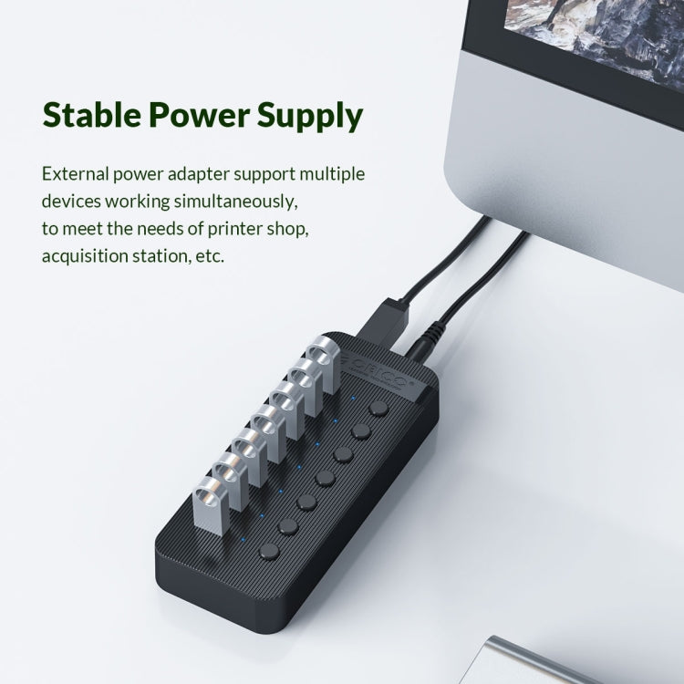 ORICO CT2U3-10AB-WH HUB USB multipuerto de rayas de plástico 10 en 1 con interruptores individuales,, CT2U3-10AB-BK AU Plug, CT2U3-10AB-WH AU Plug, CT2U3-10AB-BK UK Plug, CT2U3-10AB-WH UK Plug, CT2U3-10AB-BK EU Plug, CT2U3-10AB-WH EU Plug
