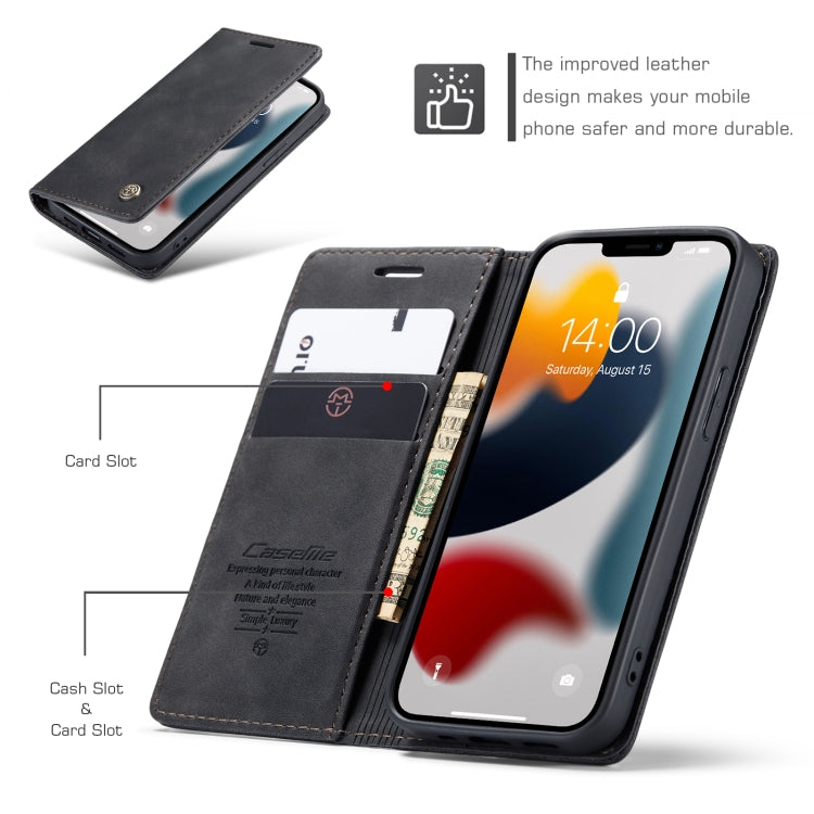 CaseMe-013 Estuche de cuero con tapa horizontal esmerilado retro multifuncional con ranura para tarjeta y soporte y billetera, For iPhone 13 mini, For iPhone 13, For iPhone 13 Pro, For iPhone 13 Pro Max