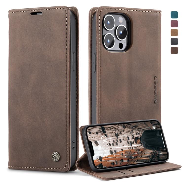 CaseMe-013 Estuche de cuero con tapa horizontal esmerilado retro multifuncional con ranura para tarjeta y soporte y billetera, For iPhone 13 mini, For iPhone 13, For iPhone 13 Pro, For iPhone 13 Pro Max