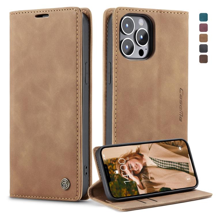 CaseMe-013 Estuche de cuero con tapa horizontal esmerilado retro multifuncional con ranura para tarjeta y soporte y billetera, For iPhone 13 mini, For iPhone 13, For iPhone 13 Pro, For iPhone 13 Pro Max