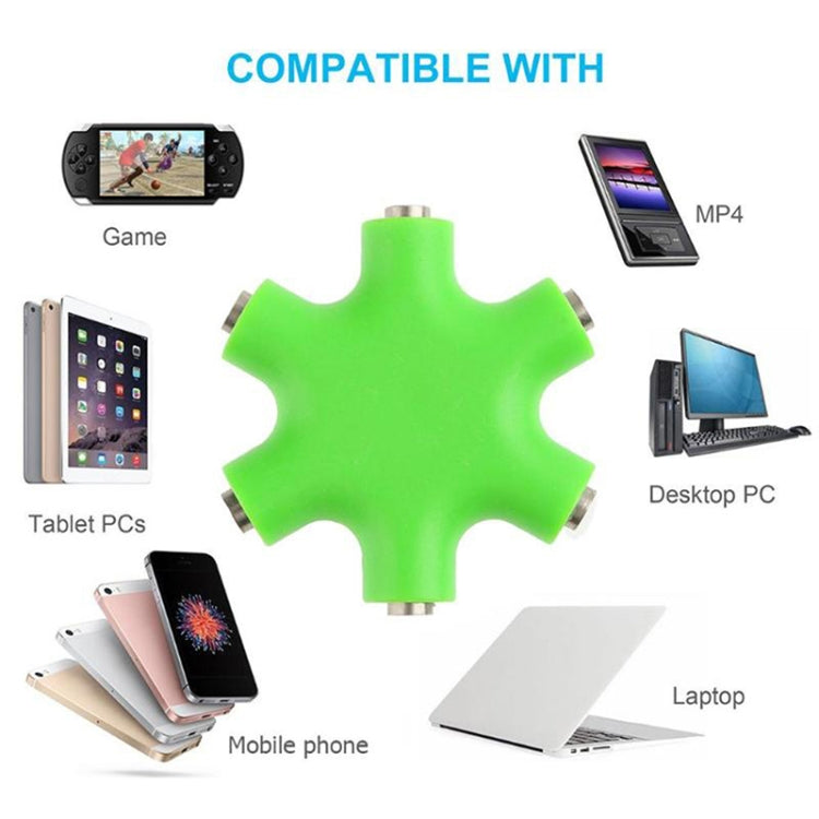 Adaptador de audio 6 en 1 Conector de 3,5 mm Conector multipuerto Convertidor divisor de auriculares auxiliares