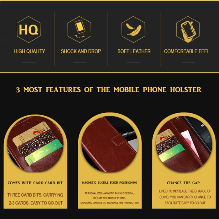 idewei Crazy Horse Texture Horizontal Flip Funda de cuero con soporte y ranuras para tarjetas y billetera, For iPhone 13 mini, For iPhone 13, For iPhone 13 Pro, For iPhone 13 Pro Max