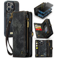 CaseMe-008 Estuche de cuero con tapa horizontal multifuncional desmontable con ranura para tarjeta y soporte y billetera con cremallera y marco de fotos, For iPhone 13 Pro Max, For iPhone 13 Pro, For iPhone 13 mini, For iPhone 13