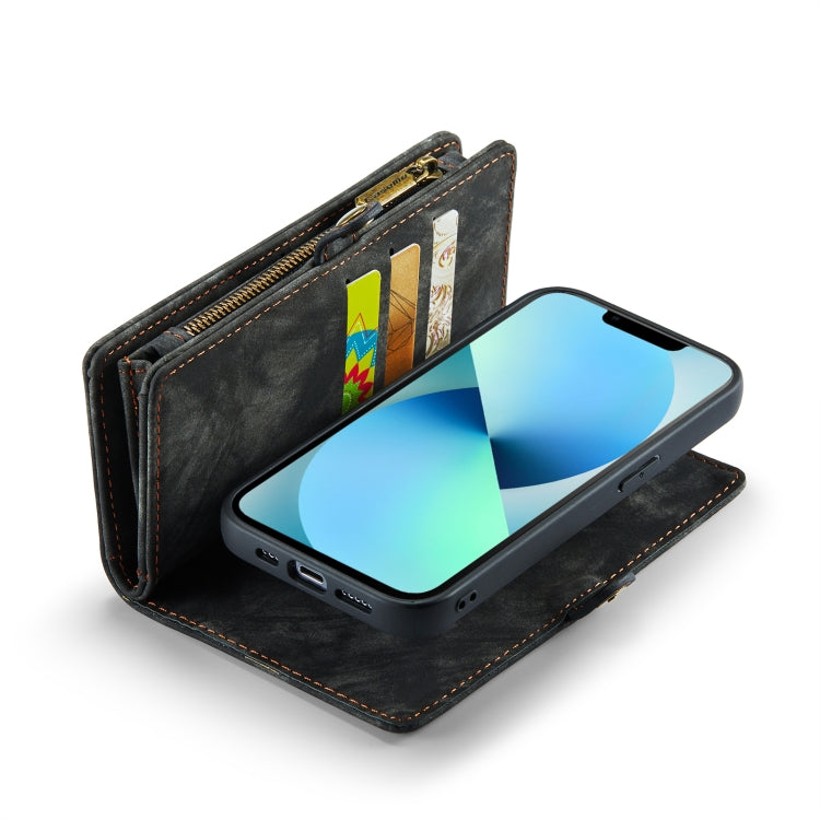 CaseMe-008 Estuche de cuero con tapa horizontal multifuncional desmontable con ranura para tarjeta y soporte y billetera con cremallera y marco de fotos, For iPhone 13 Pro Max, For iPhone 13 Pro, For iPhone 13 mini, For iPhone 13