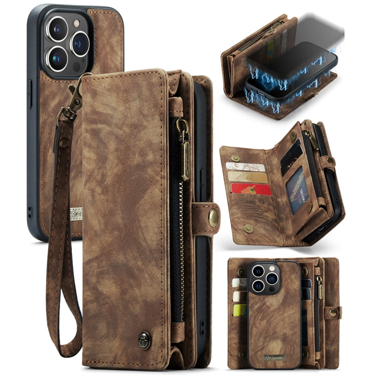 CaseMe-008 Estuche de cuero con tapa horizontal multifuncional desmontable con ranura para tarjeta y soporte y billetera con cremallera y marco de fotos, For iPhone 13 Pro Max, For iPhone 13 Pro, For iPhone 13 mini, For iPhone 13