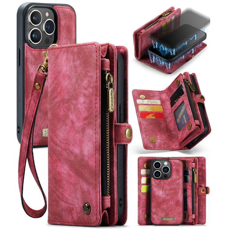 CaseMe-008 Estuche de cuero con tapa horizontal multifuncional desmontable con ranura para tarjeta y soporte y billetera con cremallera y marco de fotos, For iPhone 13 Pro Max, For iPhone 13 Pro, For iPhone 13 mini, For iPhone 13