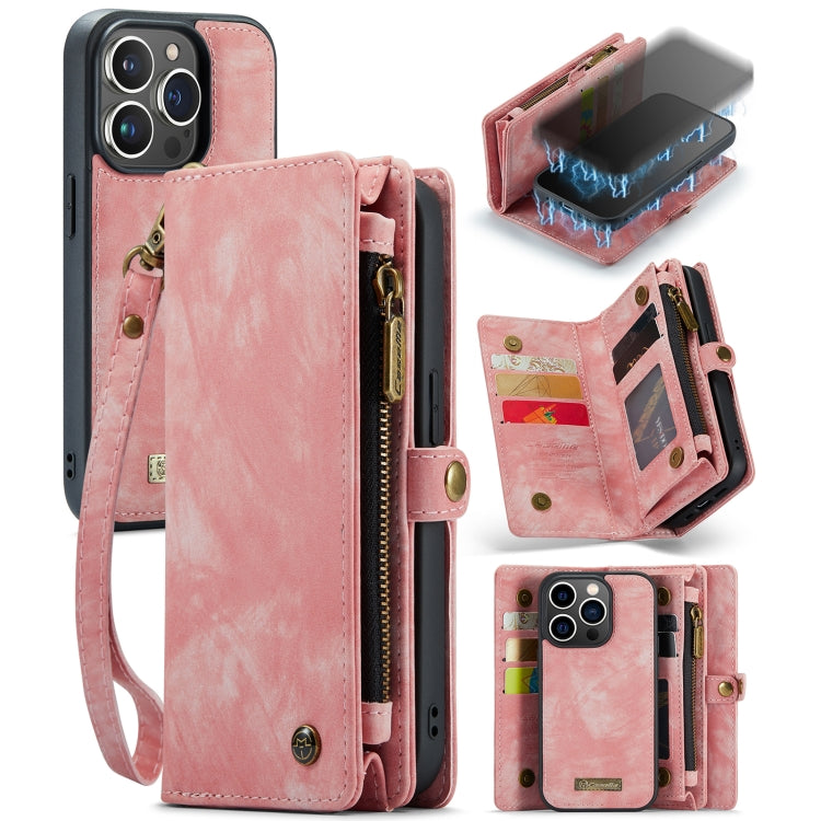 CaseMe-008 Estuche de cuero con tapa horizontal multifuncional desmontable con ranura para tarjeta y soporte y billetera con cremallera y marco de fotos, For iPhone 13 Pro Max, For iPhone 13 Pro, For iPhone 13 mini, For iPhone 13