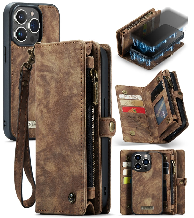 CaseMe-008 Estuche de cuero con tapa horizontal multifuncional desmontable con ranura para tarjeta y soporte y billetera con cremallera y marco de fotos, For iPhone 13 Pro Max, For iPhone 13 Pro, For iPhone 13 mini, For iPhone 13