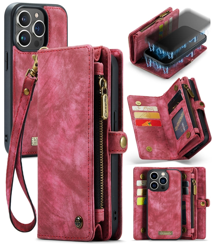 CaseMe-008 Estuche de cuero con tapa horizontal multifuncional desmontable con ranura para tarjeta y soporte y billetera con cremallera y marco de fotos, For iPhone 13 Pro Max, For iPhone 13 Pro, For iPhone 13 mini, For iPhone 13