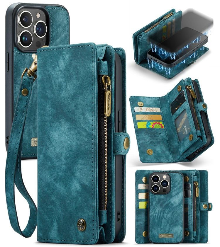 CaseMe-008 Estuche de cuero con tapa horizontal multifuncional desmontable con ranura para tarjeta y soporte y billetera con cremallera y marco de fotos, For iPhone 13 Pro Max, For iPhone 13 Pro, For iPhone 13 mini, For iPhone 13