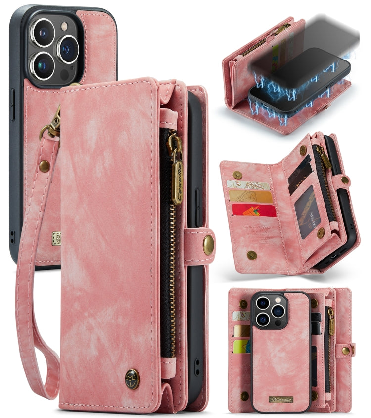 CaseMe-008 Estuche de cuero con tapa horizontal multifuncional desmontable con ranura para tarjeta y soporte y billetera con cremallera y marco de fotos, For iPhone 13 Pro Max, For iPhone 13 Pro, For iPhone 13 mini, For iPhone 13