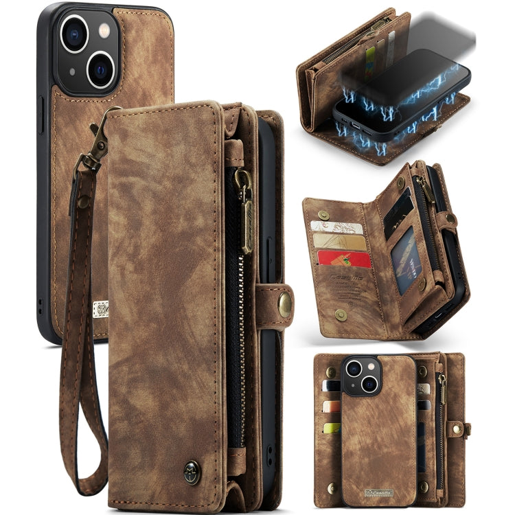 CaseMe-008 Estuche de cuero con tapa horizontal multifuncional desmontable con ranura para tarjeta y soporte y billetera con cremallera y marco de fotos, For iPhone 13 Pro Max, For iPhone 13 Pro, For iPhone 13 mini, For iPhone 13