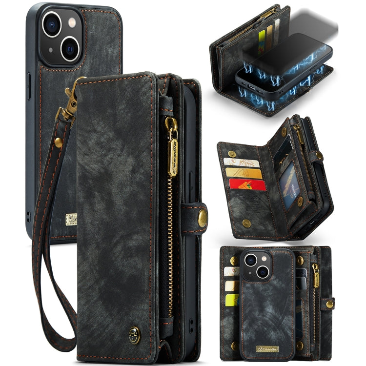 CaseMe-008 Estuche de cuero con tapa horizontal multifuncional desmontable con ranura para tarjeta y soporte y billetera con cremallera y marco de fotos, For iPhone 13 Pro Max, For iPhone 13 Pro, For iPhone 13 mini, For iPhone 13