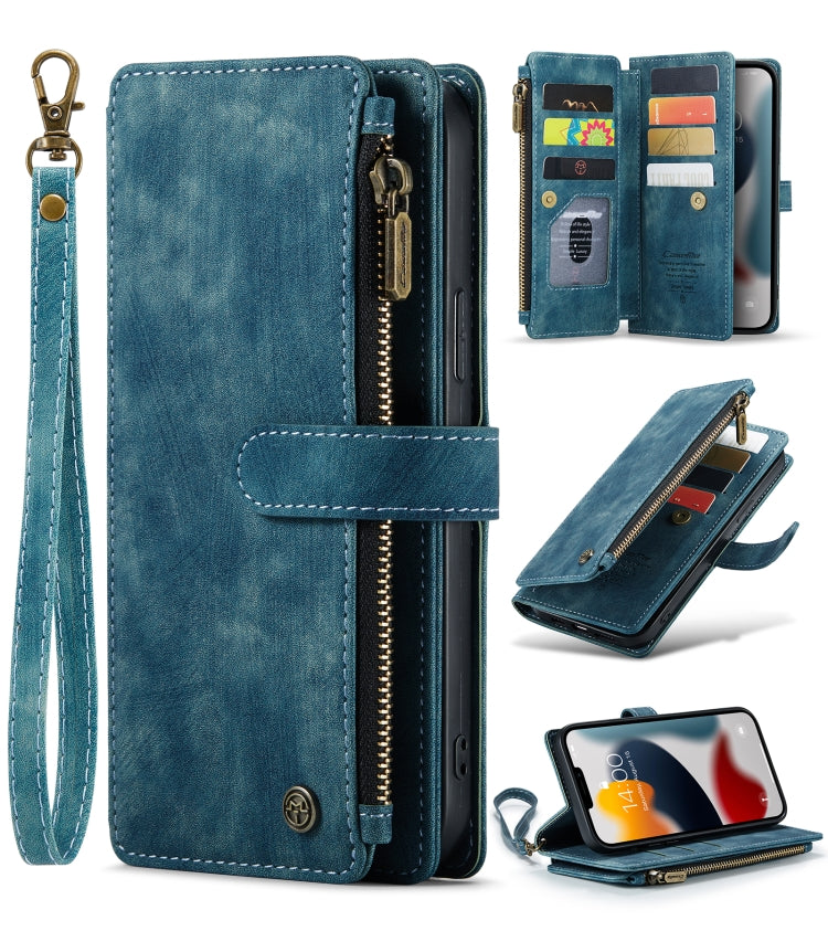 CaseMe-C30 PU + TPU Estuche de cuero con tapa horizontal multifuncional con soporte y ranura para tarjeta y billetera y bolsillo con cremallera, For iPhone 13 Pro Max, For iPhone 13 Pro, For iPhone 13, For iPhone 13 mini