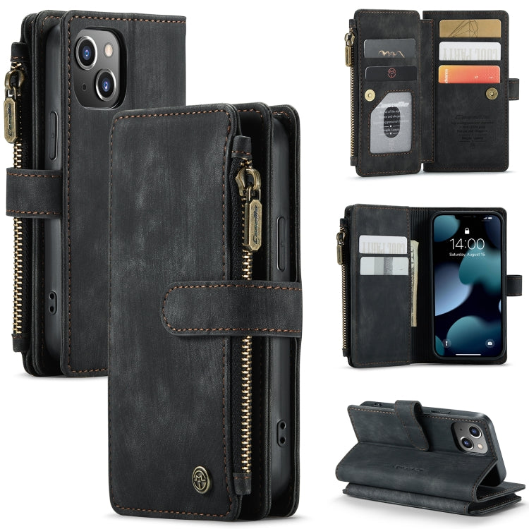 CaseMe-C30 PU + TPU Estuche de cuero con tapa horizontal multifuncional con soporte y ranura para tarjeta y billetera y bolsillo con cremallera, For iPhone 13 Pro Max, For iPhone 13 Pro, For iPhone 13, For iPhone 13 mini