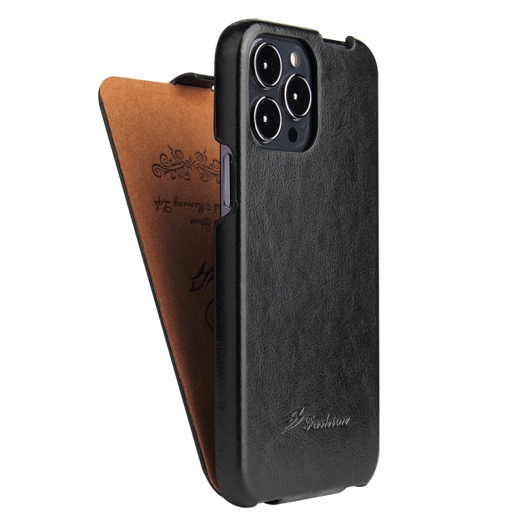 Funda de cuero PU con tapa vertical y textura de cera de aceite retro Fierre Shann, For iPhone 13 Pro Max, For iPhone 13 Pro, For iPhone 13, For iPhone 13 mini