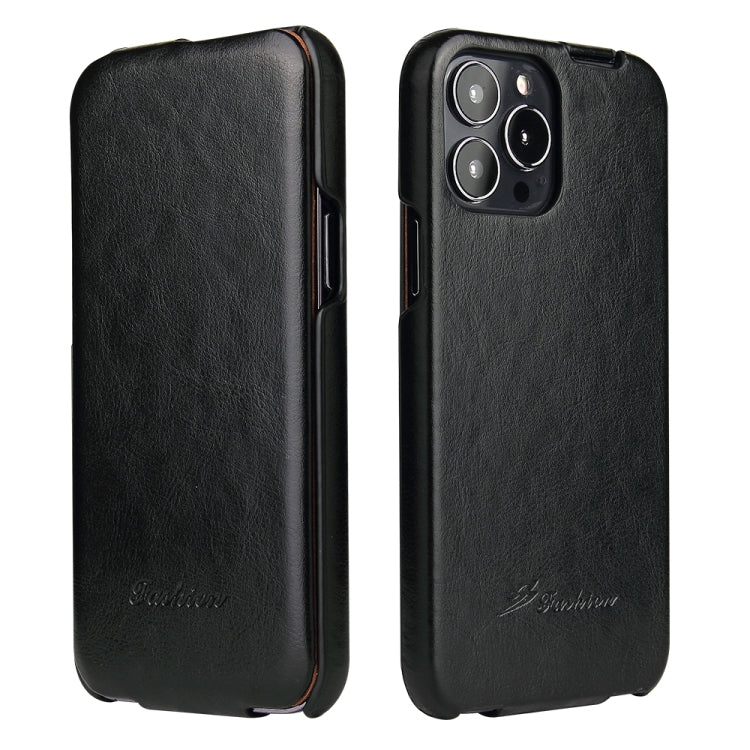 Funda de cuero PU con tapa vertical y textura de cera de aceite retro Fierre Shann, For iPhone 13 Pro Max, For iPhone 13 Pro, For iPhone 13, For iPhone 13 mini