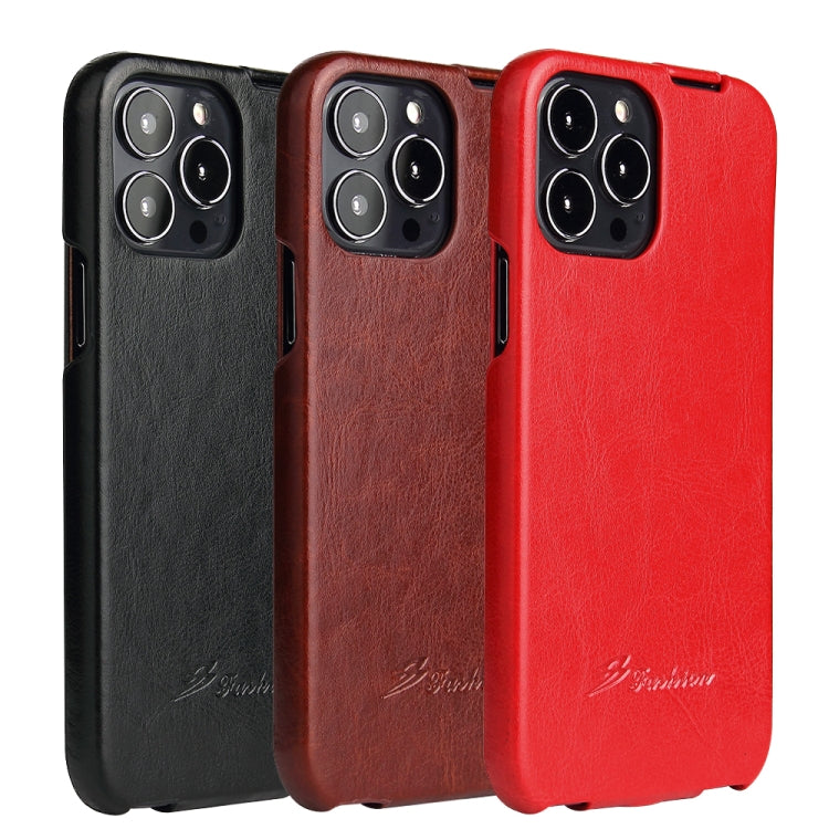 Funda de cuero PU con tapa vertical y textura de cera de aceite retro Fierre Shann, For iPhone 13 Pro Max, For iPhone 13 Pro, For iPhone 13, For iPhone 13 mini