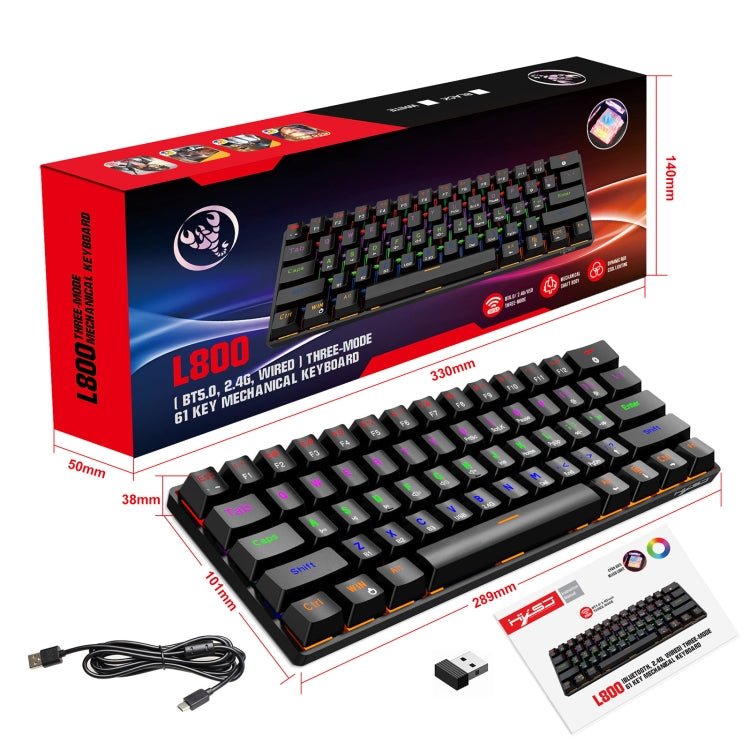 HXSJ L800 61 Teclas Bluetooth 5.0 / 2.4G Inalámbrico / Tipo-C Con cable Tres modos Teclado mecánico de eje azul