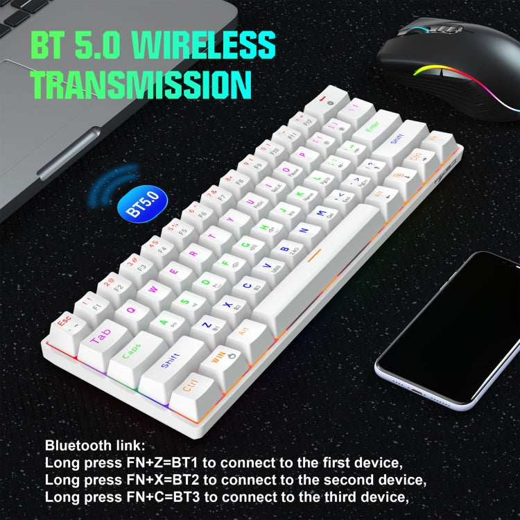 HXSJ L800 61 Teclas Bluetooth 5.0 / 2.4G Inalámbrico / Tipo-C Con cable Tres modos Teclado mecánico de eje azul