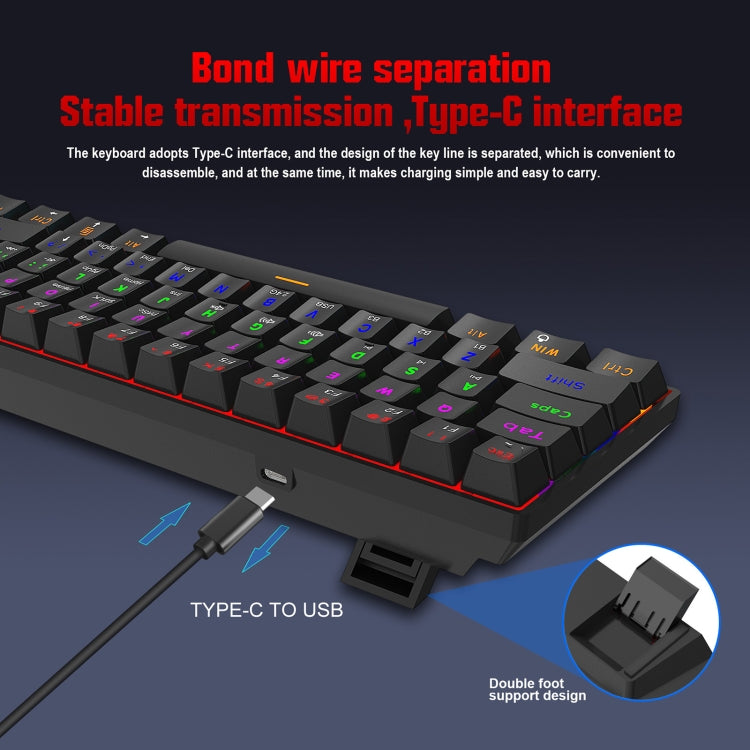 HXSJ L800 61 Teclas Bluetooth 5.0 / 2.4G Inalámbrico / Tipo-C Con cable Tres modos Teclado mecánico de eje azul