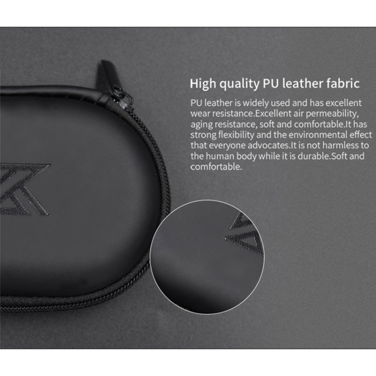 Caja de almacenamiento de auriculares con cargador de cable de datos ovalado de cuero PU portátil KZ, Oval