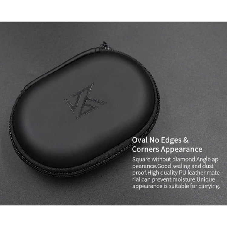 Caja de almacenamiento de auriculares con cargador de cable de datos ovalado de cuero PU portátil KZ, Oval