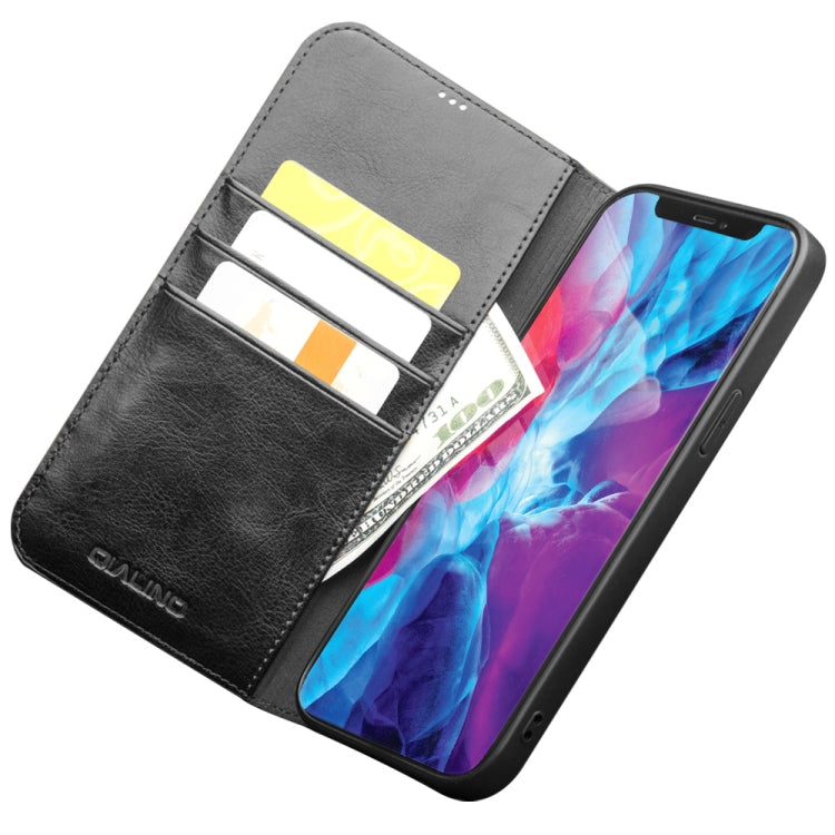 QIALINO Estuche de cuero con tapa horizontal con soporte y ranuras para tarjetas y billetera, For iPhone 13, For iPhone 13 mini, For iPhone 13 Pro, For iPhone 13 Pro Max