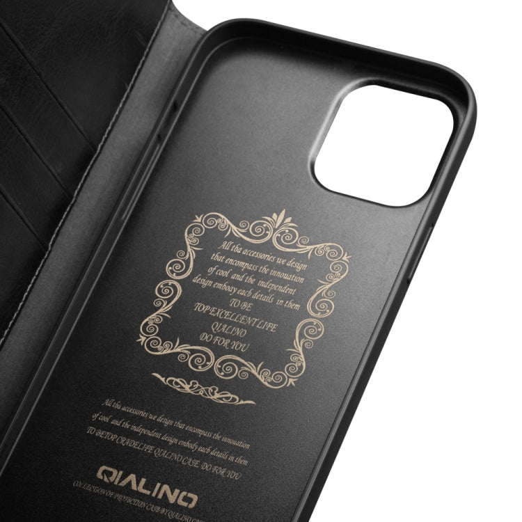 QIALINO Estuche de cuero con tapa horizontal con soporte y ranuras para tarjetas y billetera, For iPhone 13, For iPhone 13 mini, For iPhone 13 Pro, For iPhone 13 Pro Max