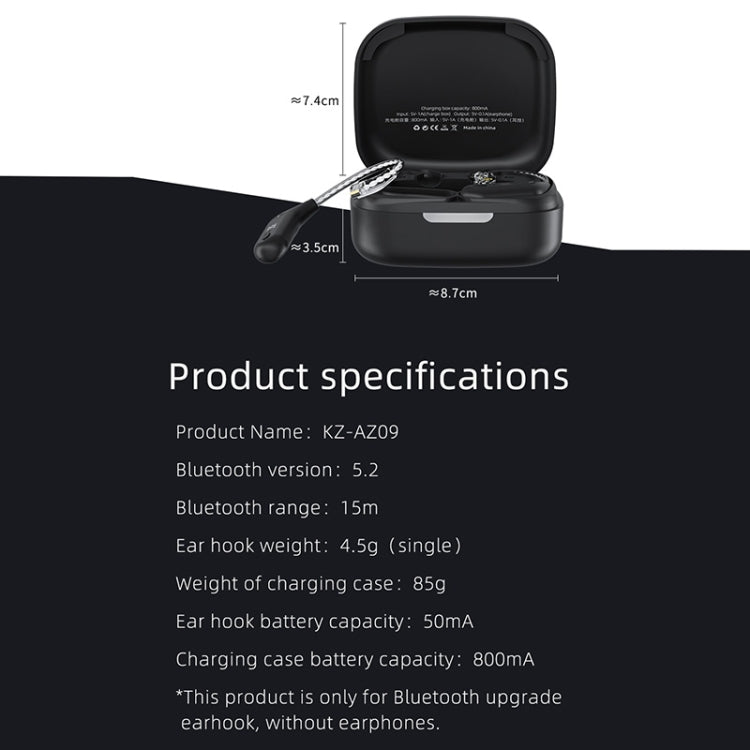 KZ AZ09 Auricular Bluetooth Gancho para la oreja 5.2 Módulo inalámbrico Bluetooth Cable de actualización, C, B