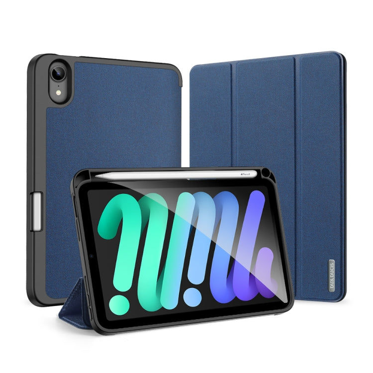 DUX DUCIS Domo Series Funda de cuero con tapa horizontal magnética TPU + PU con tres soportes plegables y ranura para bolígrafo, For iPad mini 7 / mini 6