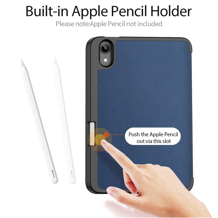 DUX DUCIS Domo Series Funda de cuero con tapa horizontal magnética TPU + PU con tres soportes plegables y ranura para bolígrafo, For iPad mini 7 / mini 6
