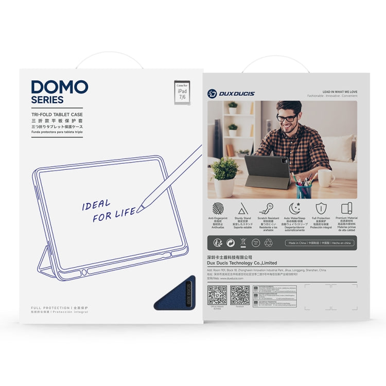 DUX DUCIS Domo Series Funda de cuero con tapa horizontal magnética TPU + PU con tres soportes plegables y ranura para bolígrafo, For iPad mini 7 / mini 6