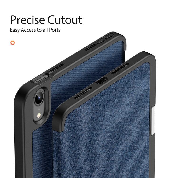 DUX DUCIS Domo Series Funda de cuero con tapa horizontal magnética TPU + PU con tres soportes plegables y ranura para bolígrafo, For iPad mini 7 / mini 6