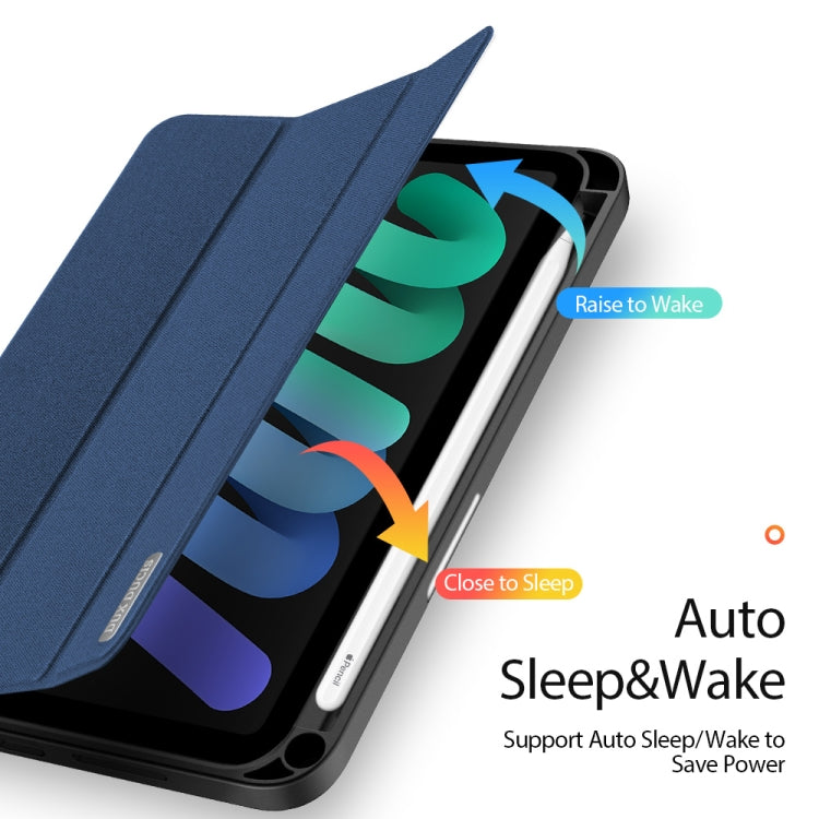 DUX DUCIS Domo Series Funda de cuero con tapa horizontal magnética TPU + PU con tres soportes plegables y ranura para bolígrafo, For iPad mini 7 / mini 6