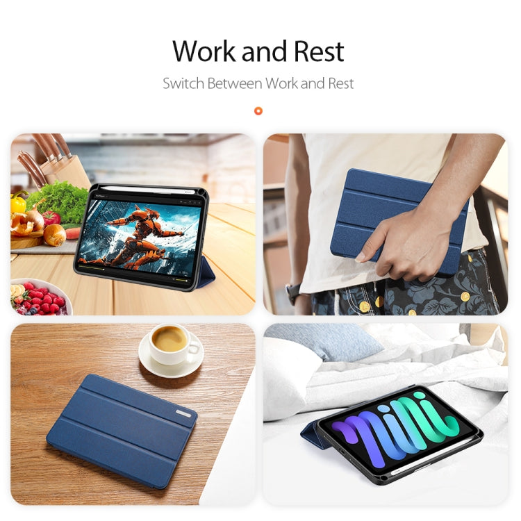 DUX DUCIS Domo Series Funda de cuero con tapa horizontal magnética TPU + PU con tres soportes plegables y ranura para bolígrafo, For iPad mini 7 / mini 6