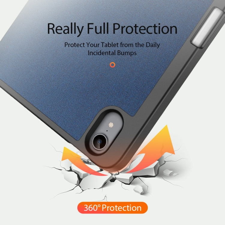 DUX DUCIS Domo Series Funda de cuero con tapa horizontal magnética TPU + PU con tres soportes plegables y ranura para bolígrafo, For iPad mini 7 / mini 6