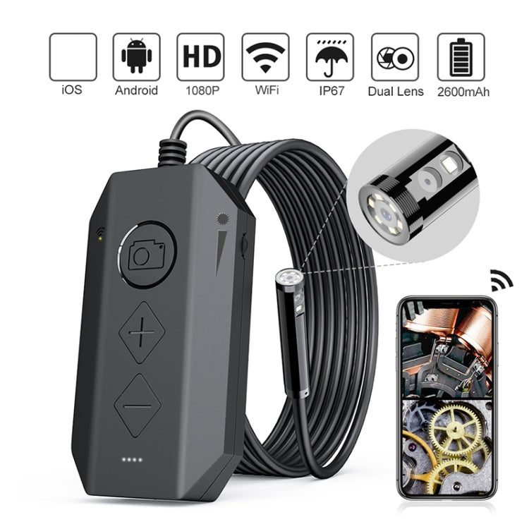 Y17 5MP 12mm HD de doble lente Autofocus WiFi Endoscopio digital industrial Cámara de serpiente con zoom, 1m Hard Cable, 3.5m Hard Cable, 5m Hard Cable, 10m Hard Cable