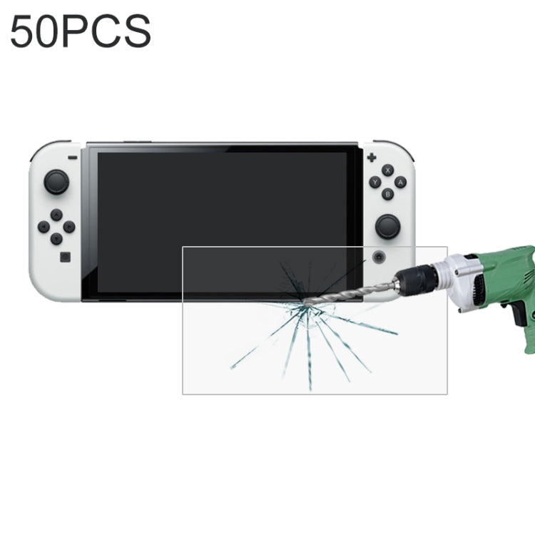 50 PCS 0.26mm 9H 2.5D Película de vidrio templado, For Nintendo Switch OLED (50 PCS)