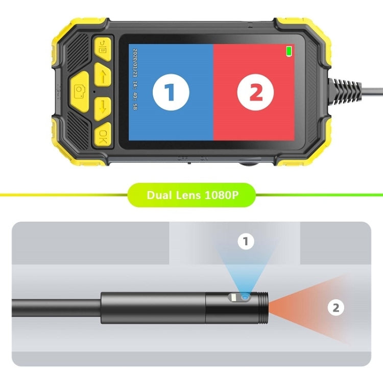 Endoscopio de alambre duro portátil de doble lente Y19 de 7,9 mm con pantalla LCD a color IPS de 4,3 pulgadas, 2m, 3.5m, 5m, 10m