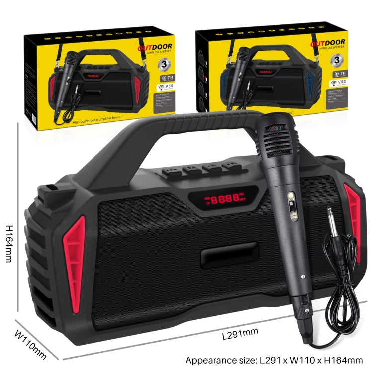 Nuevo Rixing NR-6011M Bluetooth 5.0 Altavoz inalámbrico Bluetooth portátil para karaoke al aire libre con micrófono y correa para el hombro, NR-6011M(Black), NR-6011M(Red), NR-6011M(Blue), NR-6011M(Green)