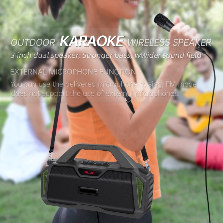 Nuevo Rixing NR-6011M Bluetooth 5.0 Altavoz inalámbrico Bluetooth portátil para karaoke al aire libre con micrófono y correa para el hombro, NR-6011M(Black), NR-6011M(Red), NR-6011M(Blue), NR-6011M(Green)
