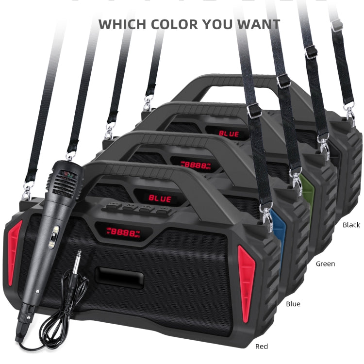 Nuevo Rixing NR-6011M Bluetooth 5.0 Altavoz inalámbrico Bluetooth portátil para karaoke al aire libre con micrófono y correa para el hombro, NR-6011M(Black), NR-6011M(Red), NR-6011M(Blue), NR-6011M(Green)