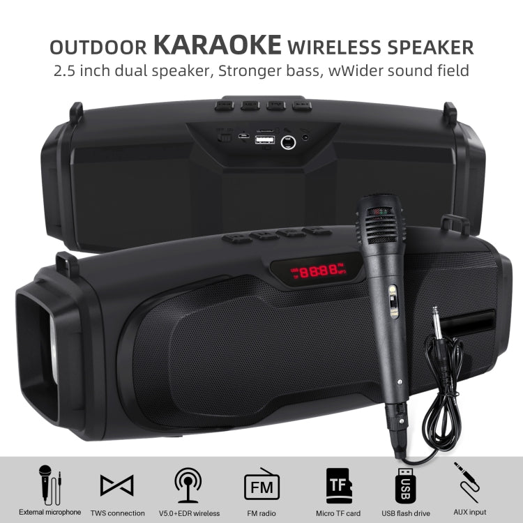 Nuevo Rixing NR-6012M Bluetooth 5.0 Altavoz Bluetooth inalámbrico portátil para karaoke al aire libre con micrófono y correa para el hombro, NR-6012M(Black), NR-6012M(Red), NR-6012M(Blue), NR-6012M(Green)