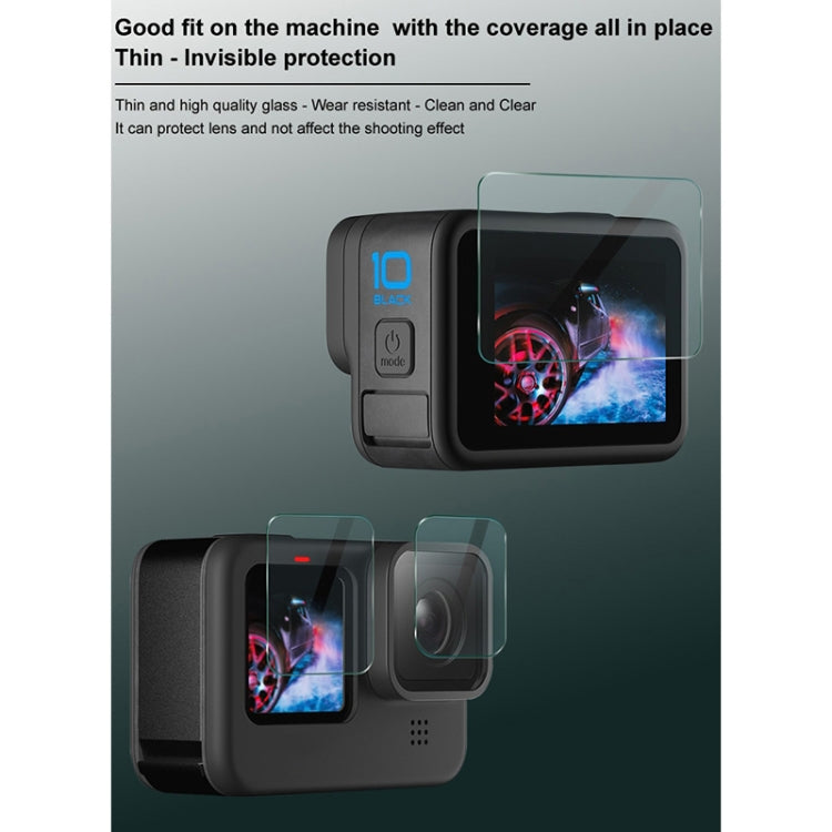 Lente de cámara IMAK 3 en 1 y película de vidrio templado para pantalla, For GoPro HERO10 Black