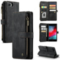 CaseMe-C30 PU + TPU Estuche de cuero con tapa horizontal multifuncional con soporte y ranura para tarjeta y billetera y bolsillo con cremallera, For iPhone 8 Plus & 7 Plus & 6 Plus, For iPhone SE 2022 / SE 2020 / 8 / 7 / 6, For iPhone 11               ...
