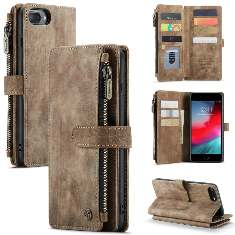 CaseMe-C30 PU + TPU Estuche de cuero con tapa horizontal multifuncional con soporte y ranura para tarjeta y billetera y bolsillo con cremallera, For iPhone 8 Plus & 7 Plus & 6 Plus, For iPhone SE 2022 / SE 2020 / 8 / 7 / 6, For iPhone 11               ...